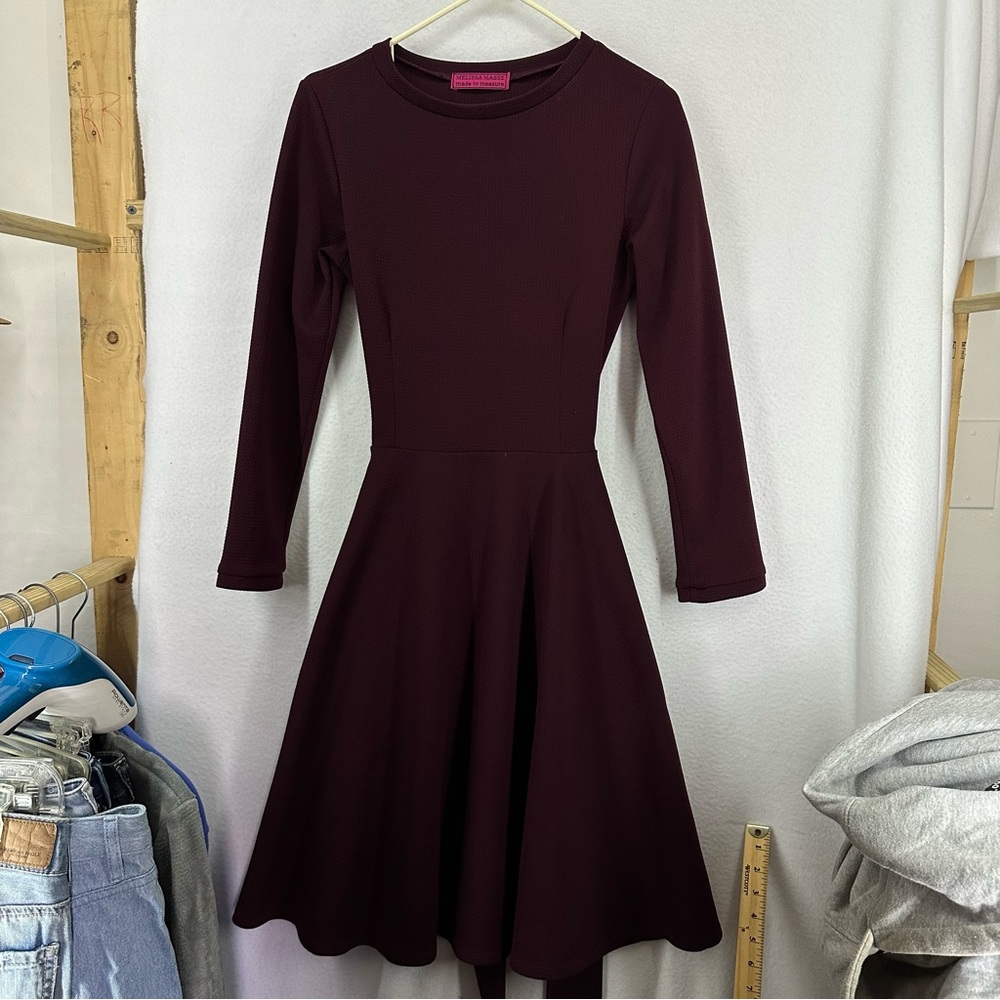 Melissa Masse Long Sleeve‎ Fit Flare Dress Womens Small Red